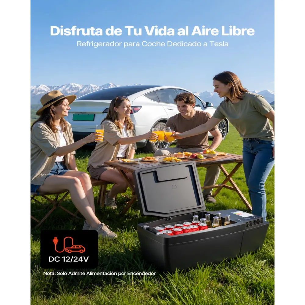 VEVOR Nevera Portátil para Coche 20 L con Compresor, Congelador Eléctrico para Coche Temperatura Ajustable de -16 °C a 10 °C, 12/24 V CC, Refrigerador para Automóvil Compatible para Tesla Model 3