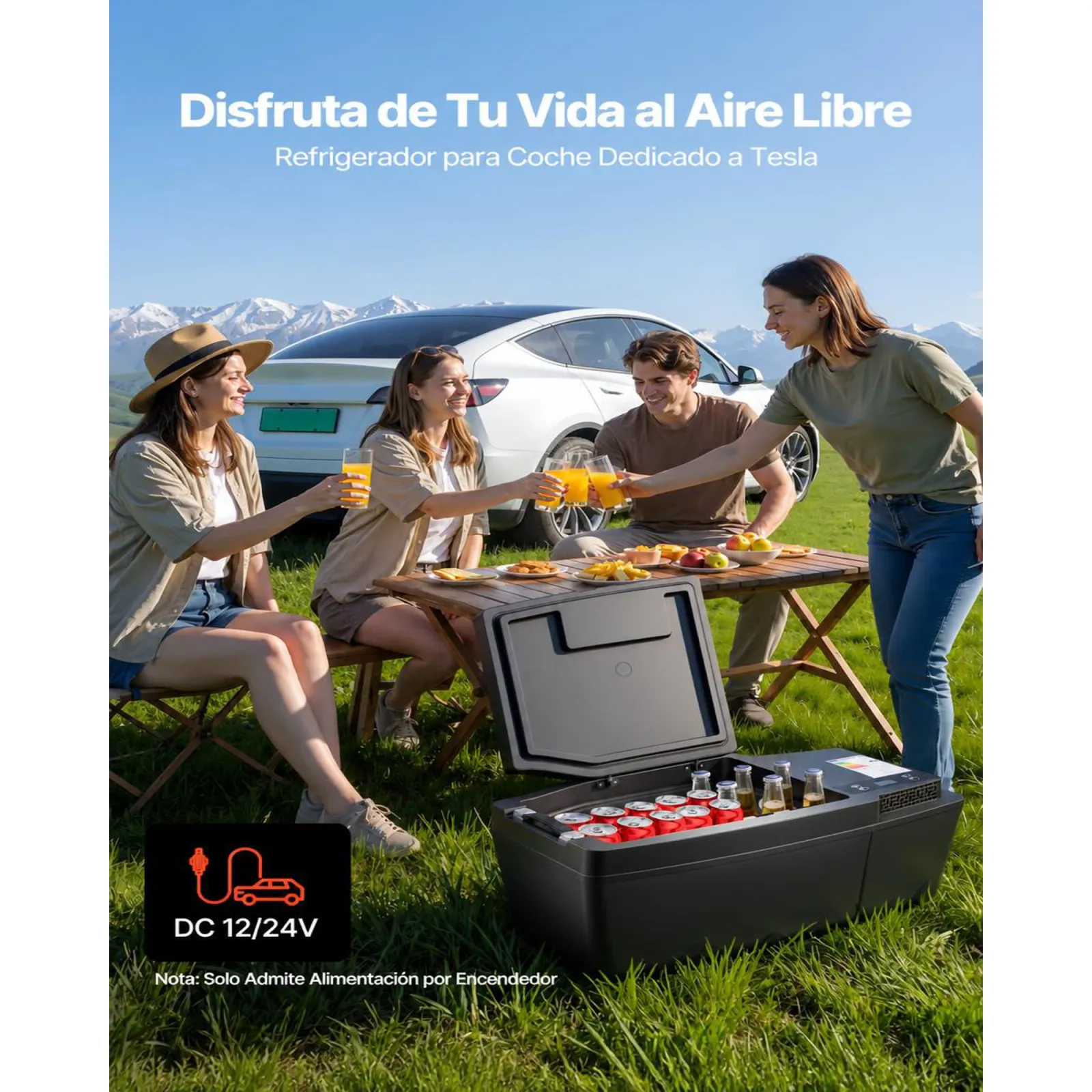 VEVOR Nevera Portátil para Coche 20 L con Compresor, Congelador Eléctrico para Coche Temperatura Ajustable de -16 °C a 10 °C, 12/24 V CC, Refrigerador para Automóvil Compatible para Tesla Model 3