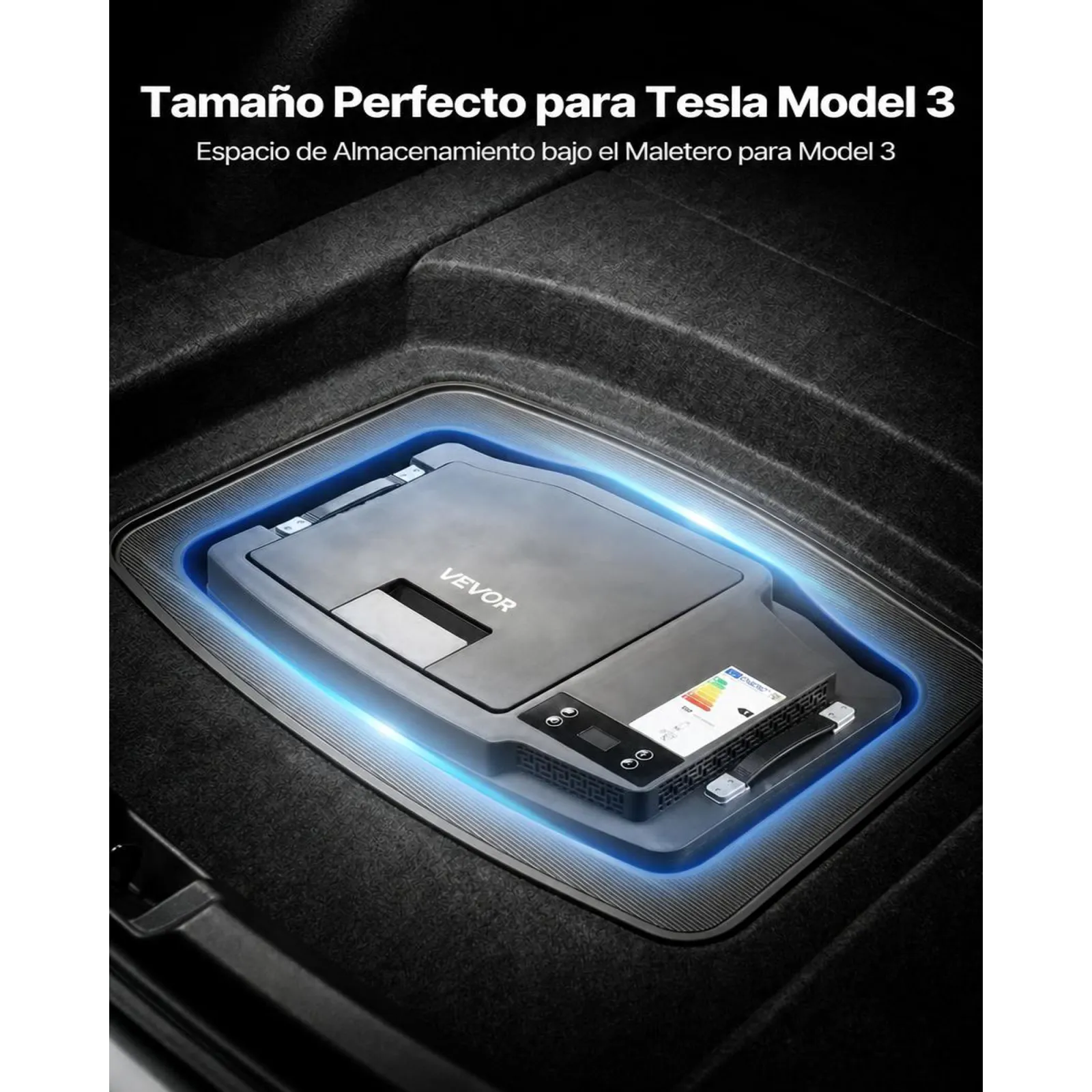 VEVOR Nevera Portátil para Coche 20 L con Compresor, Congelador Eléctrico para Coche Temperatura Ajustable de -16 °C a 10 °C, 12/24 V CC, Refrigerador para Automóvil Compatible para Tesla Model 3