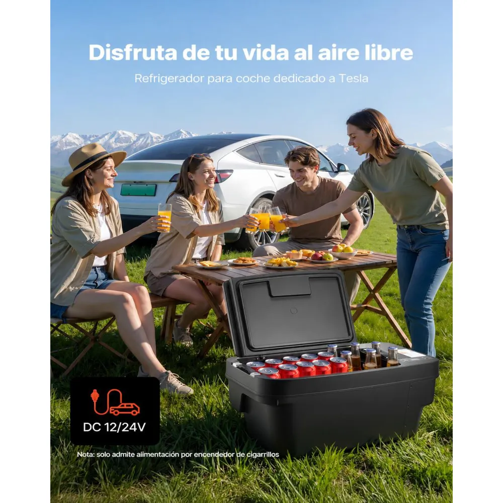 VEVOR Nevera Portátil para Coche 30 L con Compresor, Congelador Eléctrico para Coche Temperatura Ajustable de -22 a 10 °C, 12/24 V CC, Refrigerador para Automóvil Compatible para Tesla Model Y