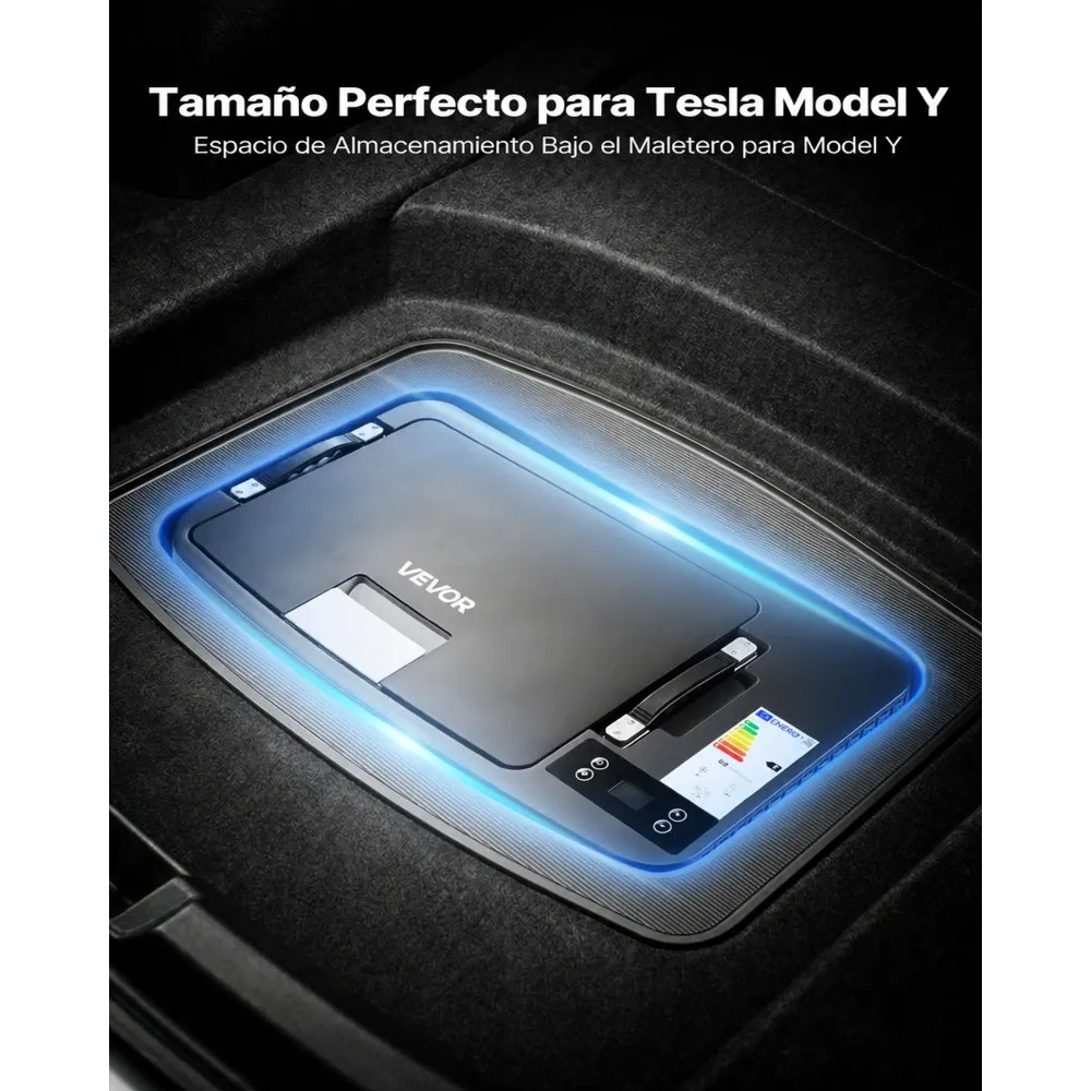 VEVOR Nevera Portátil para Coche 30 L con Compresor, Congelador Eléctrico para Coche Temperatura Ajustable de -22 a 10 °C, 12/24 V CC, Refrigerador para Automóvil Compatible para Tesla Model Y