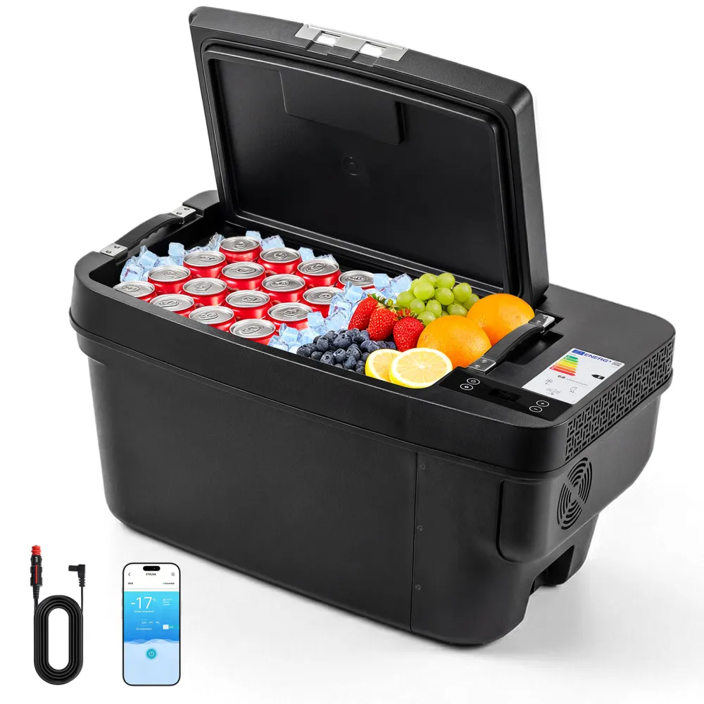 VEVOR Nevera Portátil para Coche 30 L con Compresor, Congelador Eléctrico para Coche Temperatura Ajustable de -22 a 10 °C, 12/24 V CC, Refrigerador para Automóvil Compatible para Tesla Model Y