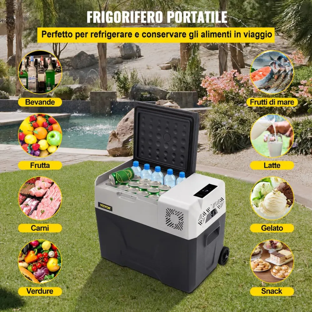 VEVOR Congelatore per Frigorifero Elettrico Portatile, Capacità 30 L Piccolo Frigorifero Congelatore 37,8 x 37,5 x 61 cm Mini Frigorifero per Auto Guida Viaggi Potenza Totale in Ingresso 45 W