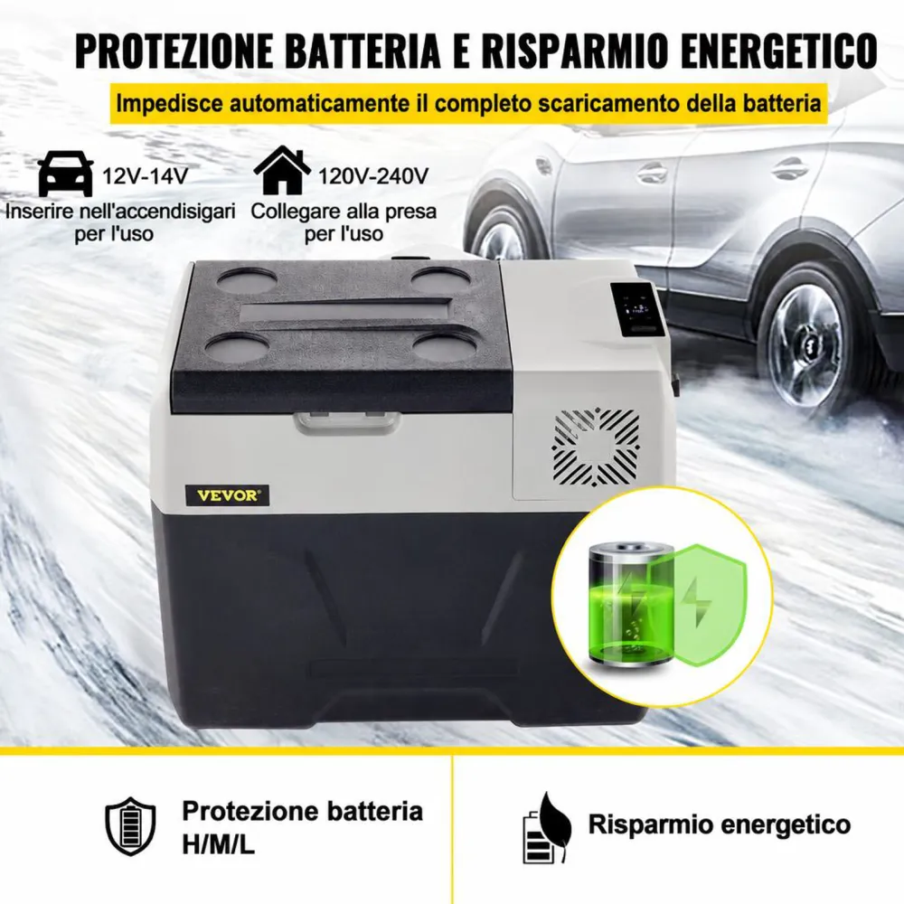 VEVOR Congelatore per Frigorifero Elettrico Portatile, Capacità 30 L Piccolo Frigorifero Congelatore 37,8 x 37,5 x 61 cm Mini Frigorifero per Auto Guida Viaggi Potenza Totale in Ingresso 45 W