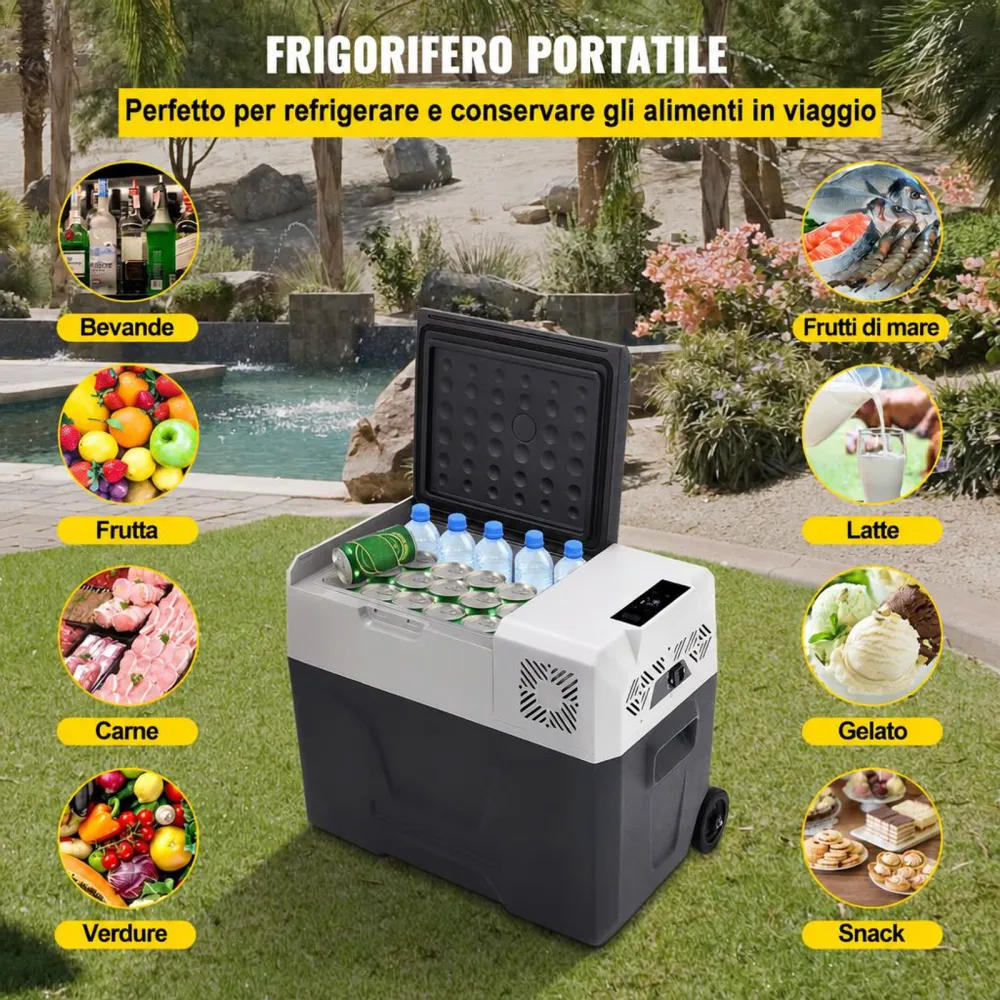 VEVOR Mini Frigorifero Portatile per Auto Congelatore 40L Schermo LED Digitale, Frigo Portatile Capienza 40L Campeggio Viaggio Auto Schermo di Controllo, Frigo Portatile 12V/24V da Auto Camion Barca