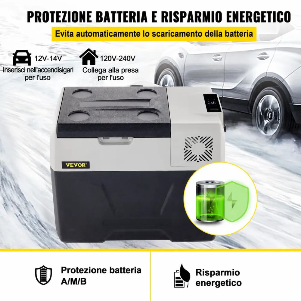 VEVOR Mini Frigorifero Portatile per Auto Congelatore 40L Schermo LED Digitale, Frigo Portatile Capienza 40L Campeggio Viaggio Auto Schermo di Controllo, Frigo Portatile 12V/24V da Auto Camion Barca
