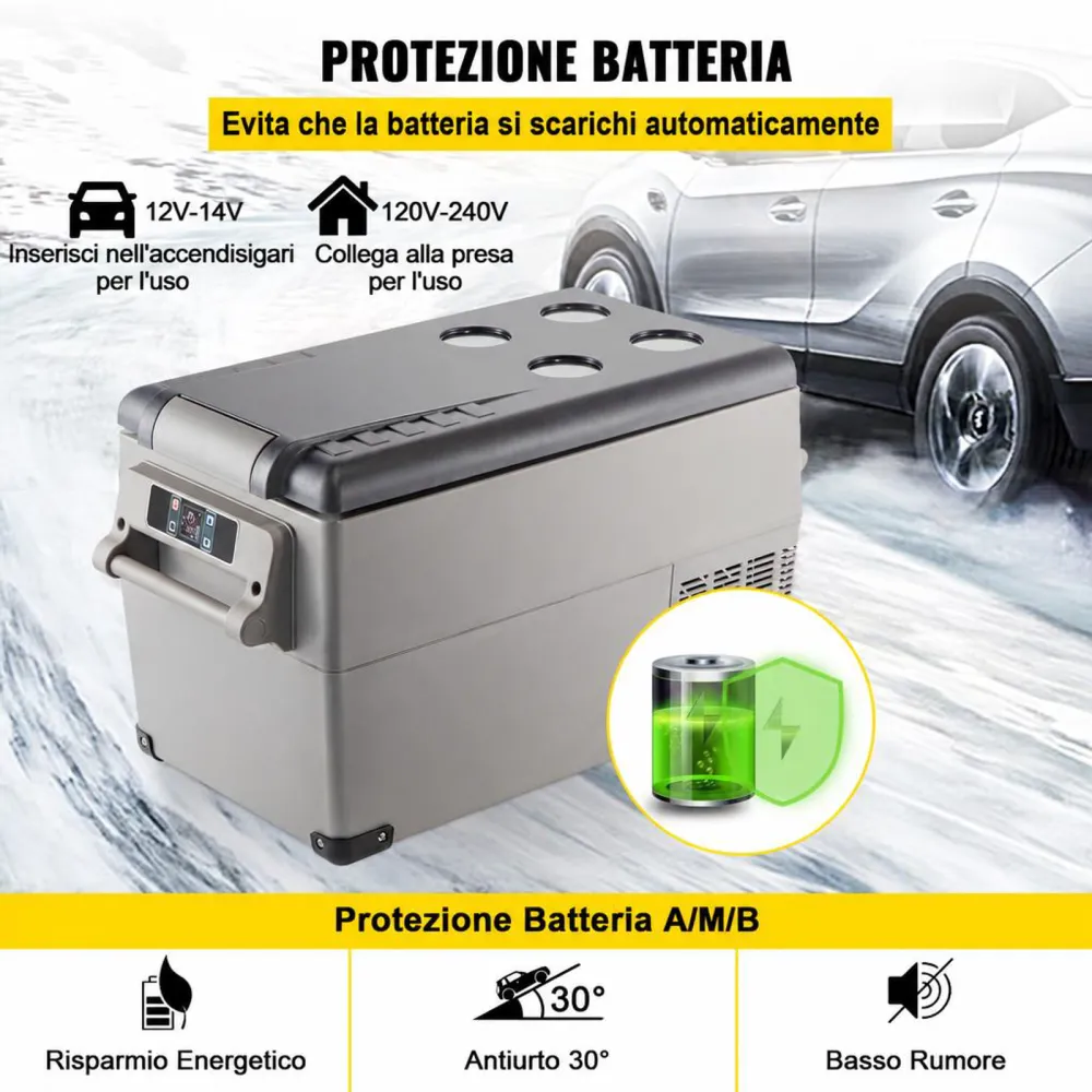 VEVOR Congelatore per Frigorifero Elettrico Portatile, Capacità 35 L Piccolo Frigorifero Congelatore 27,1 x 13,6 x 15 Pollici Mini Frigorifero per Auto per Guida Viaggi Potenza Totale in Ingresso 60 W