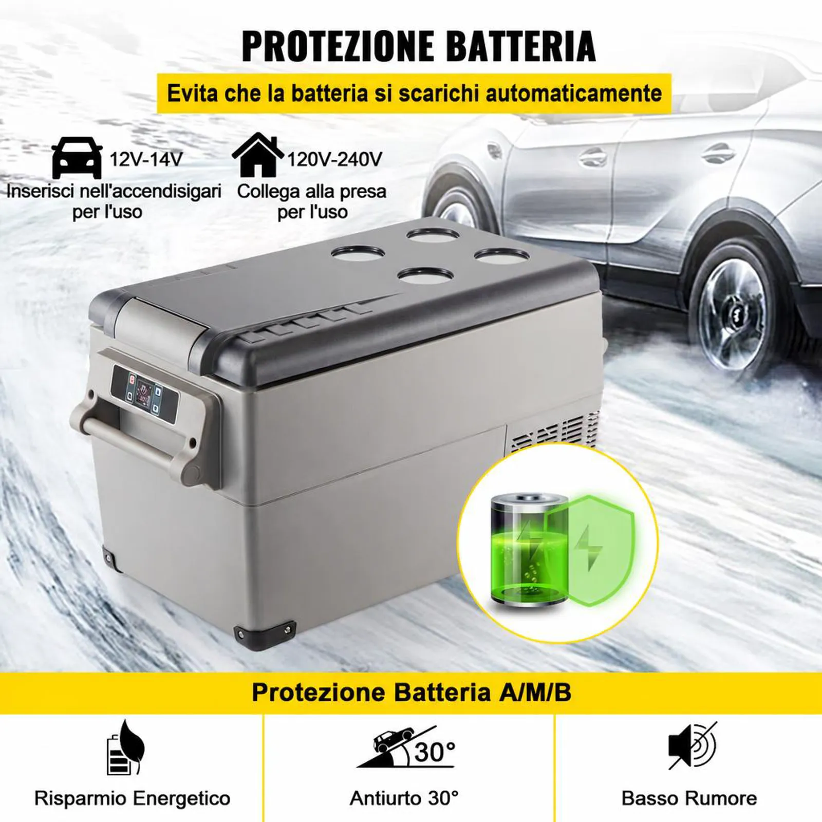VEVOR Congelatore per Frigorifero Elettrico Portatile, Capacità 35 L Piccolo Frigorifero Congelatore 27,1 x 13,6 x 15 Pollici Mini Frigorifero per Auto per Guida Viaggi Potenza Totale in Ingresso 60 W