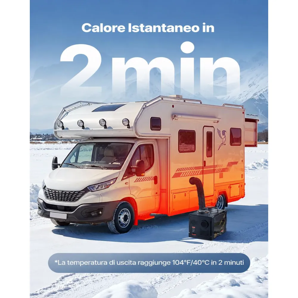 VEVOR Riscaldatore d'Aria Diesel 8 kW, DC 12 V/24 V, Riscaldatore da Parcheggio per Auto RV Camper Portatile Tutto in Uno Controllo Bluetooth, Telecomando Schermo LCD, Serbatoio Carburante da 7L