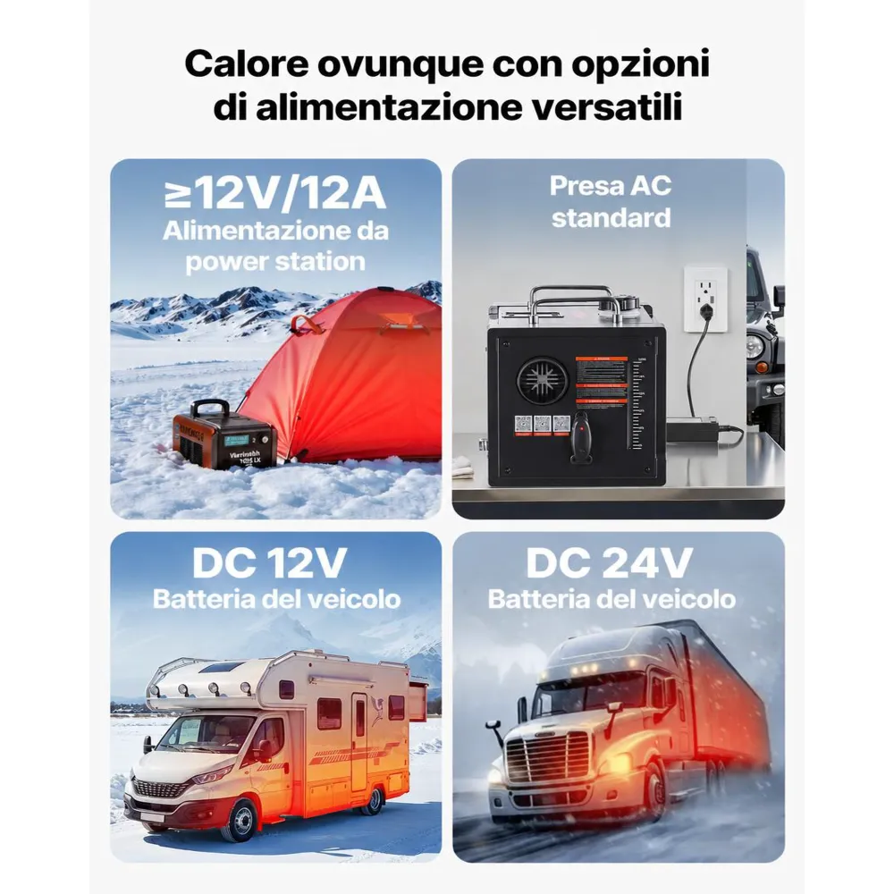 VEVOR Riscaldatore d'Aria Diesel 8 kW, DC 12 V/24 V, Riscaldatore da Parcheggio per Auto RV Camper Portatile Tutto in Uno Controllo Bluetooth, Telecomando Schermo LCD, Serbatoio Carburante da 7L