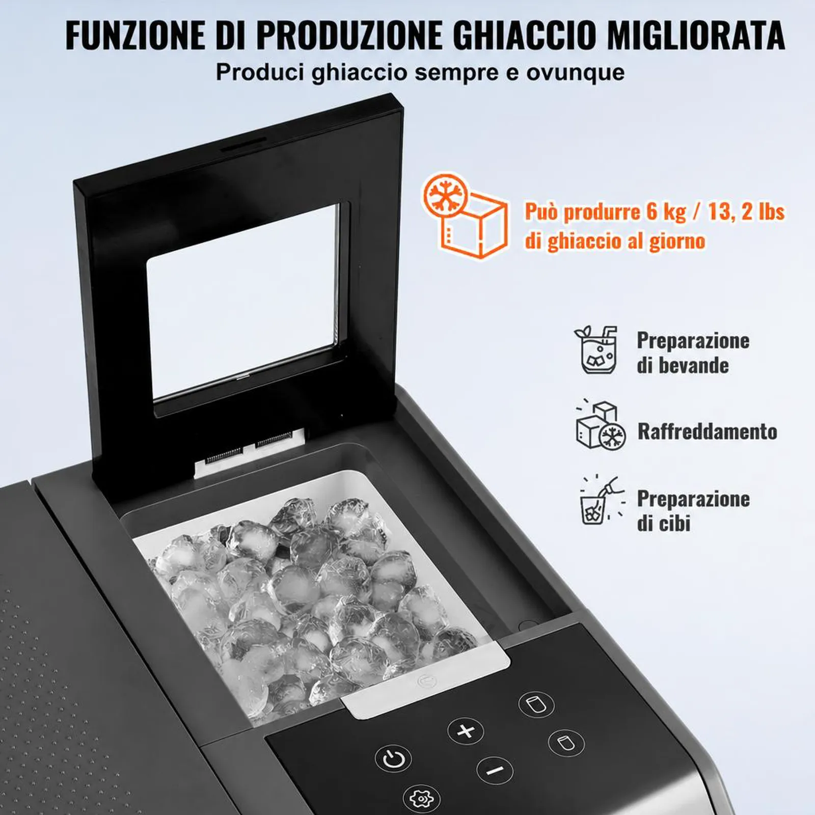 VEVOR Frigorifero Portatile per Auto, Frigorifero 12 V, Congelatore Portatile Zona Singola 35 L, Temperatura - 20 ~ 20 ℃, Refrigeratore a Compressore con Rotelle per Casa, Esterno, Camper, Auto