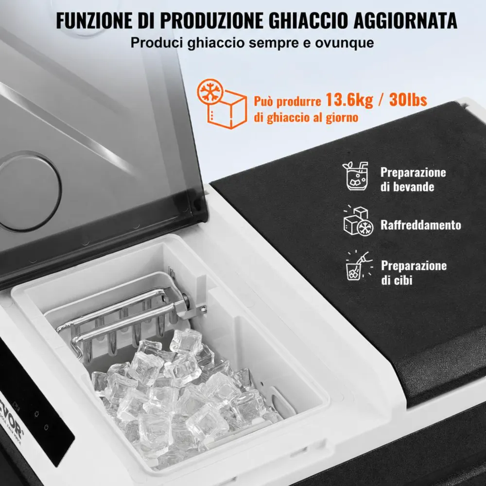 VEVOR Frigorifero Portatile per Auto, Frigorifero 12 V, Congelatore Portatile Zona Singola da 36L, Temperatura Regolabile - 20~20 ℃, Refrigeratore a Compressore per Casa, Esterno, Camper, Auto
