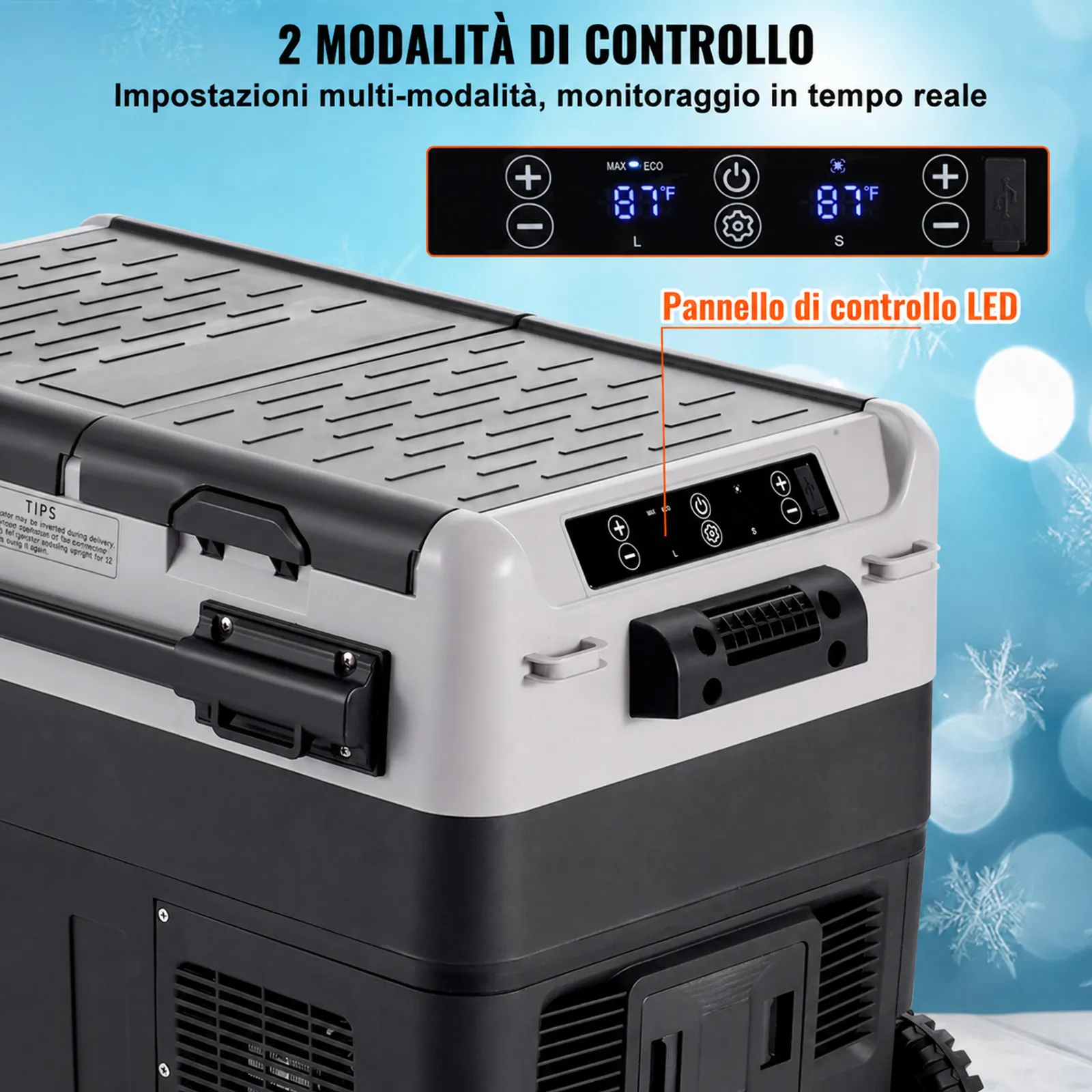 VEVOR Frigorifero Portatile per Auto, Frigorifero 12 V, Congelatore Portatile a Due Zona da 40 L , Temperatura Regolabile - 20 ~ 20 ℃, Refrigeratore a Compressore per Casa, Esterno, Camper, Auto