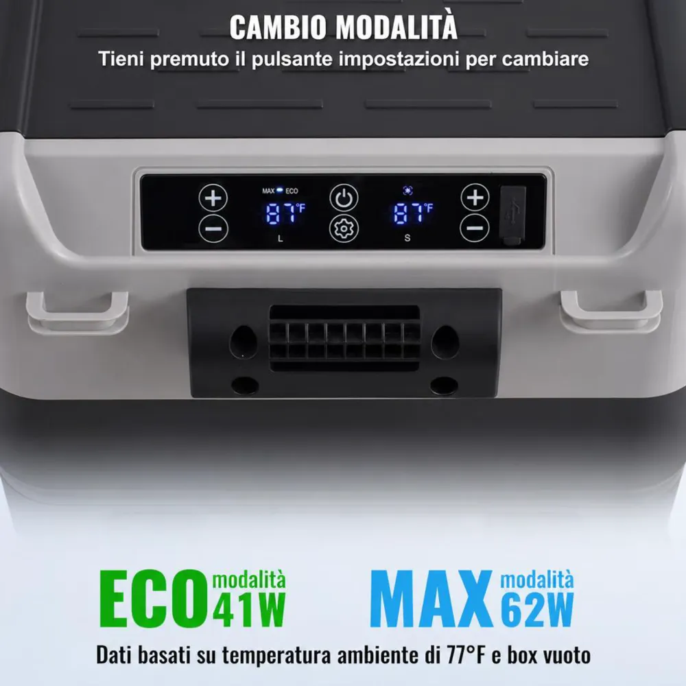 VEVOR Frigorifero Portatile per Auto, Frigorifero 12 V, Congelatore Portatile a Due Zona da 40 L , Temperatura Regolabile - 20 ~ 20 ℃, Refrigeratore a Compressore per Casa, Esterno, Camper, Auto