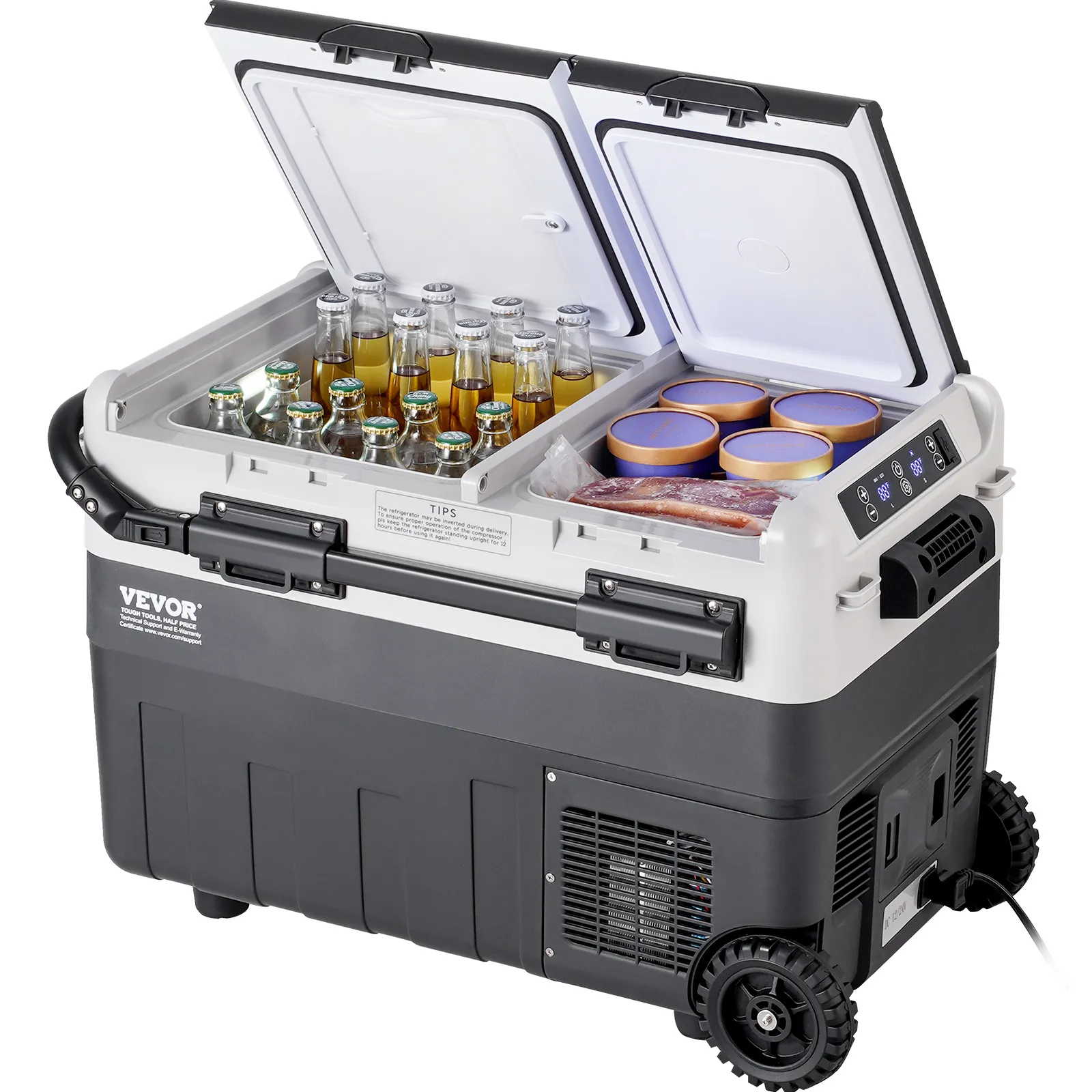 VEVOR Frigorifero Portatile per Auto, Frigorifero 12 V, Congelatore Portatile a Due Zona da 40 L , Temperatura Regolabile - 20 ~ 20 ℃, Refrigeratore a Compressore per Casa, Esterno, Camper, Auto