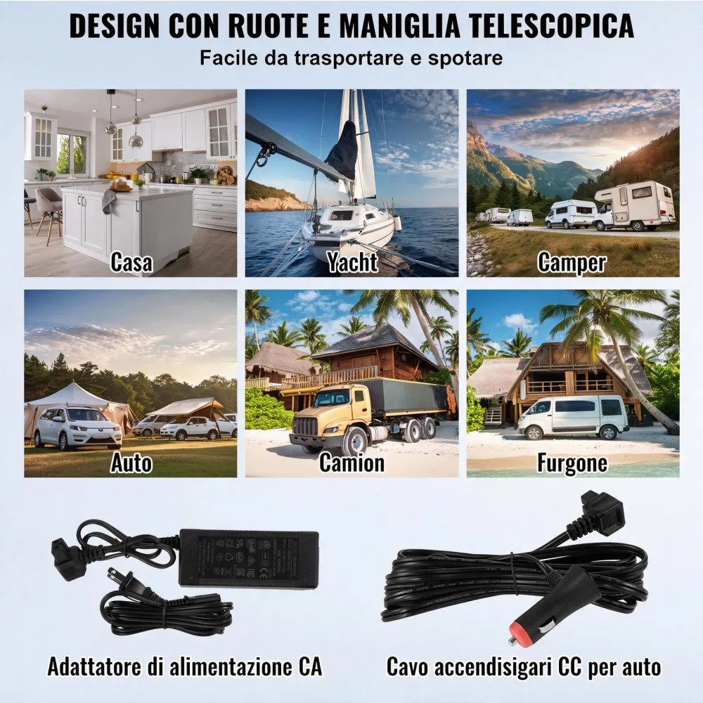 VEVOR Frigorifero Portatile per Auto, Frigorifero 12 V, Congelatore Portatile a Due Zona da 50 L , Temperatura Regolabile - 20 ~ 20 ℃, Refrigeratore a Compressore per Casa, Esterno, Camper, Auto