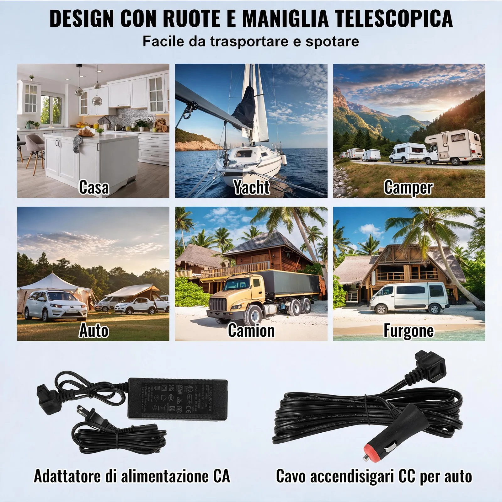 VEVOR Frigorifero Portatile per Auto, Frigorifero 12 V, Congelatore Portatile a Due Zona da 50 L , Temperatura Regolabile - 20 ~ 20 ℃, Refrigeratore a Compressore per Casa, Esterno, Camper, Auto