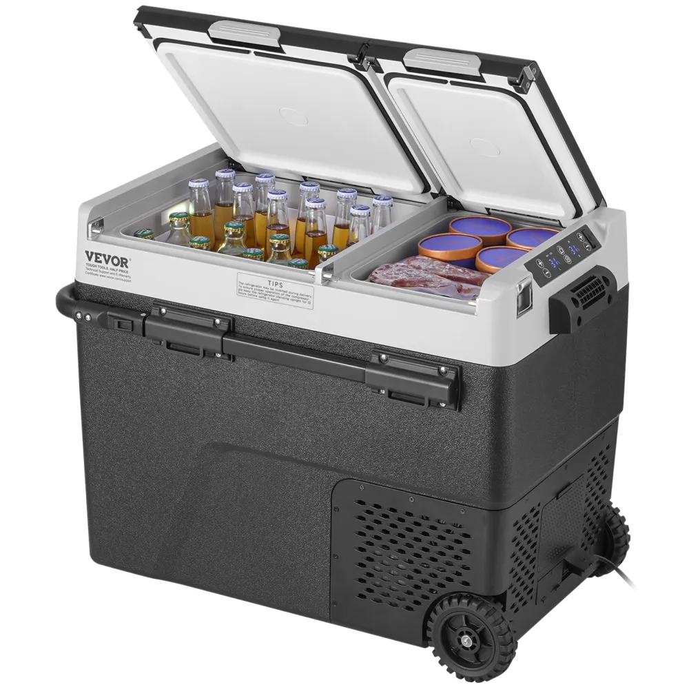 VEVOR Frigorifero Portatile per Auto, Frigorifero 12 V, Congelatore Portatile a Due Zona da 58 L , Temperatura Regolabile - 20 ~ 20 ℃, Refrigeratore a Compressore per Casa, Esterno, Camper, Auto