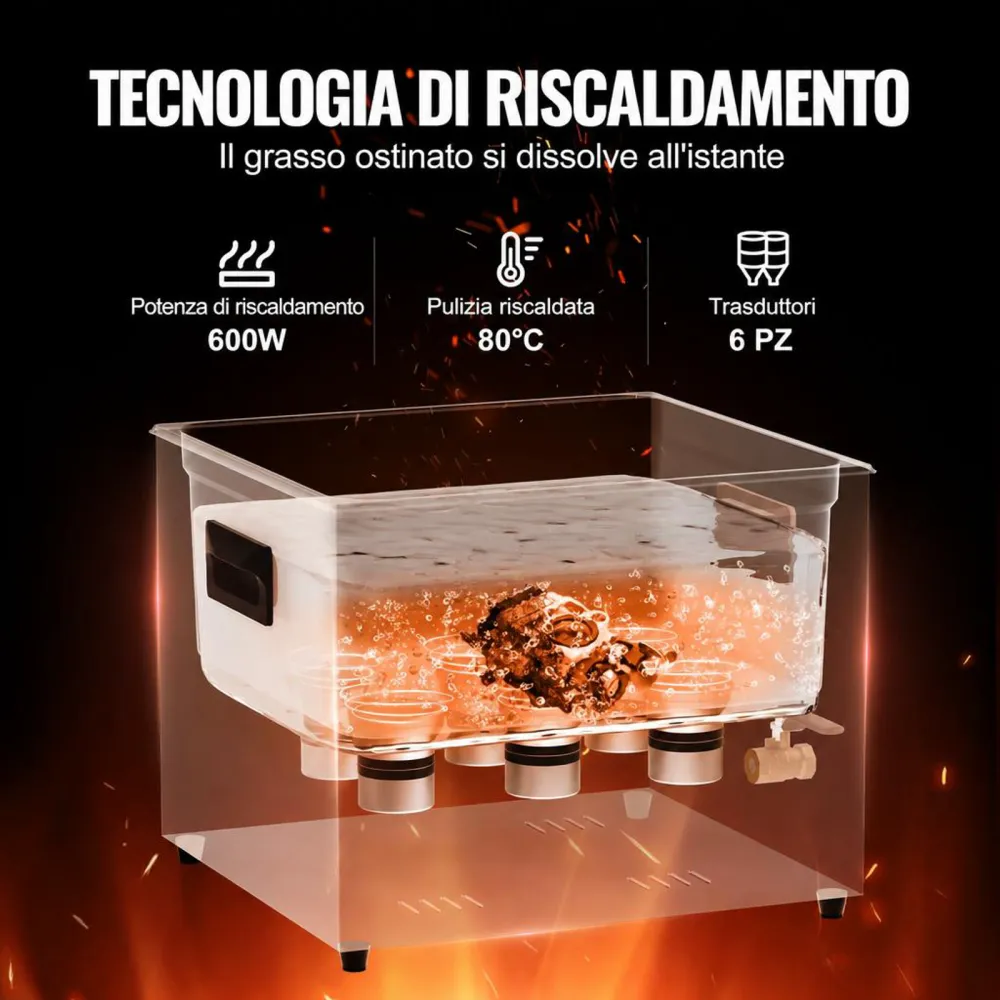 VEVOR Pulitore ad Ultrasuoni da 15 L, Macchina per la Pulizia ad Ultrasuoni Digitale da 360 W con Modalità Delicata, Pulitore ad Ultrasuoni Industriale da 40 kHz con Riscaldatore e Timer