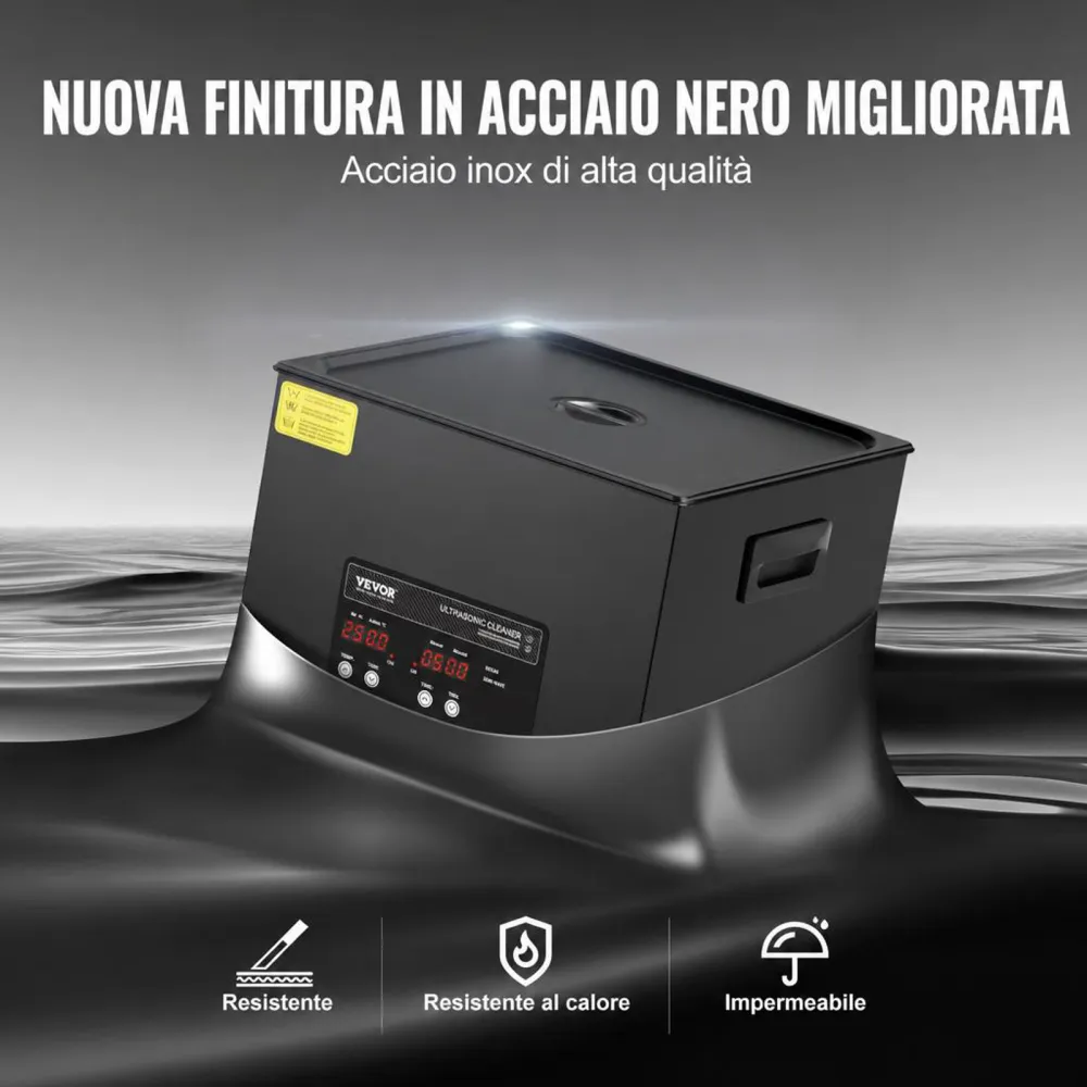 VEVOR Pulitore ad Ultrasuoni da 15 L, Macchina per la Pulizia ad Ultrasuoni Digitale da 360 W con Modalità Delicata, Pulitore ad Ultrasuoni Industriale da 40 kHz con Riscaldatore e Timer