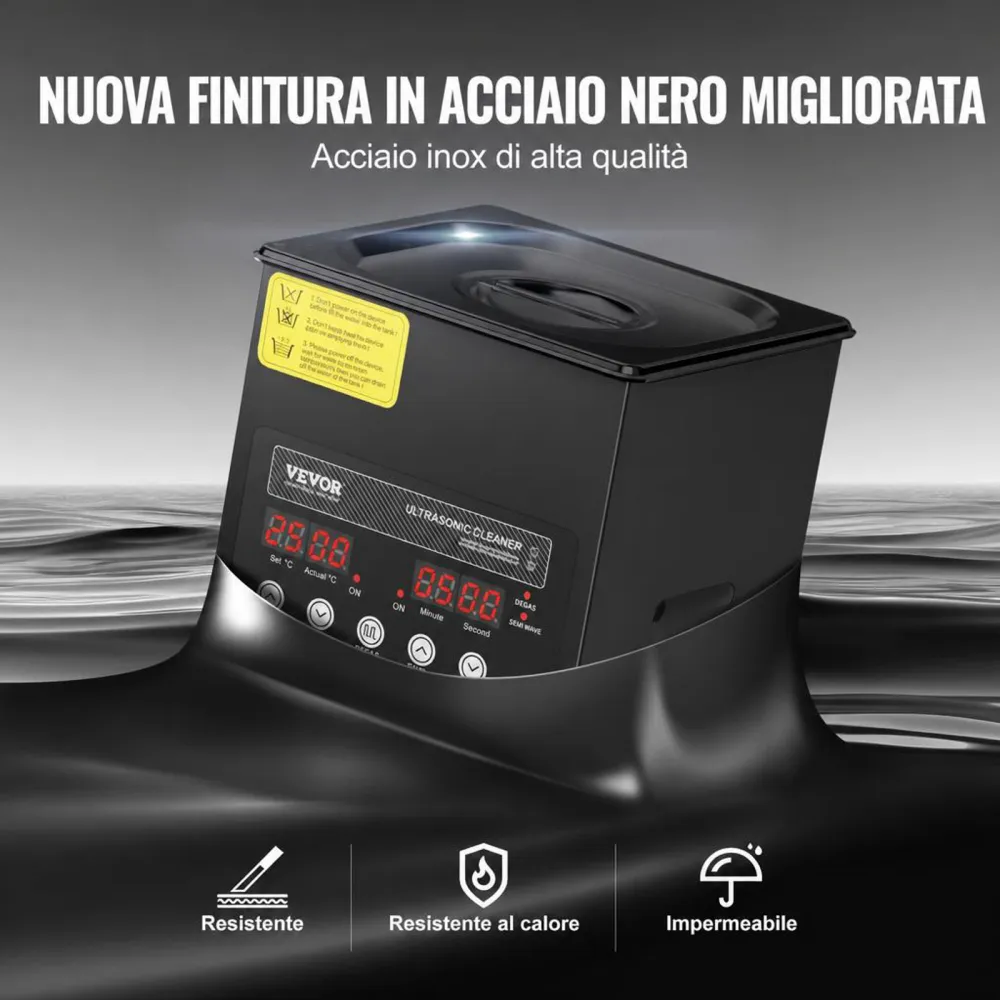 VEVOR Pulitore a Ultrasuoni 2 L Macchina per Pulizia a Ultrasuoni Digitale da 60 W 40 kHz con Modalità Delicata e Degasaggio Migliorato, con Riscaldatore per Gioielli, Occhiali, Utensili, Contenitori