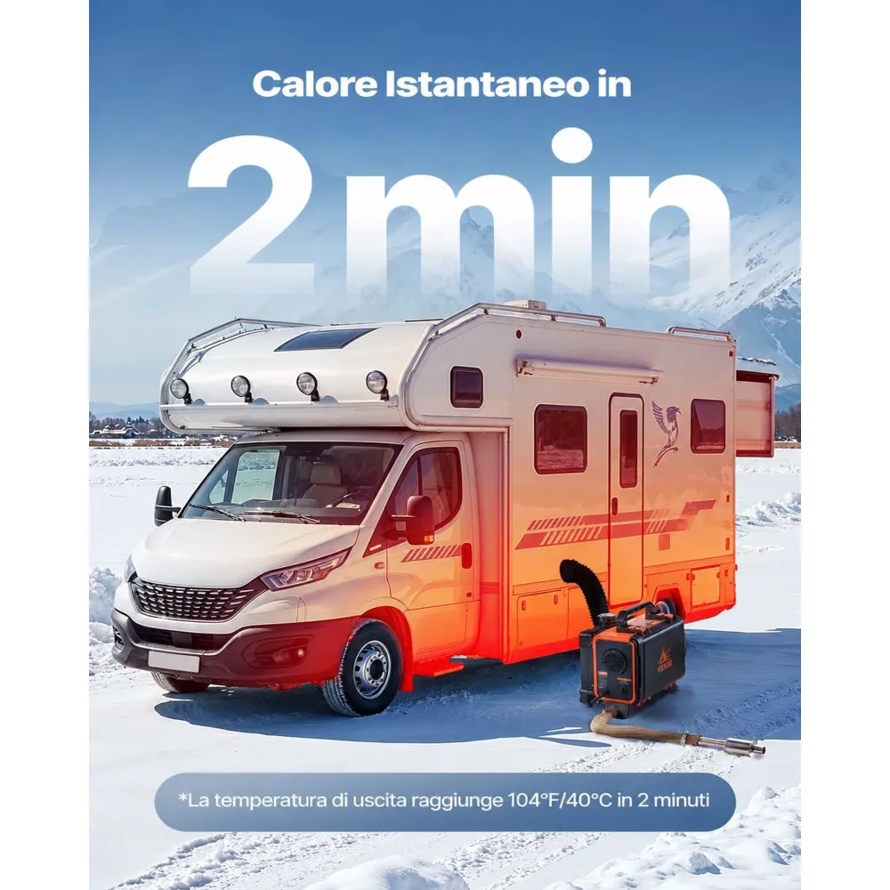 VEVOR Riscaldatore d'Aria Diesel 5-8KW DC 12 V/24 V Riscaldatore da Parcheggio Portatile con Telecomando Schermo LCD, Serbatoio del Carburante da 4,5 L per Camion Camper