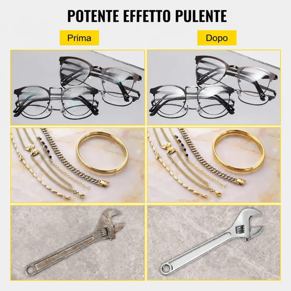 VEVOR Pulitore ad Ultrasuoni 2L Macchina di Pulizia ad Ultrasuoni in Acciaio Inossidabile Timer Riscaldamento Digitale Pulizia di Gioielli per Uso Domestico Personale Commerciale