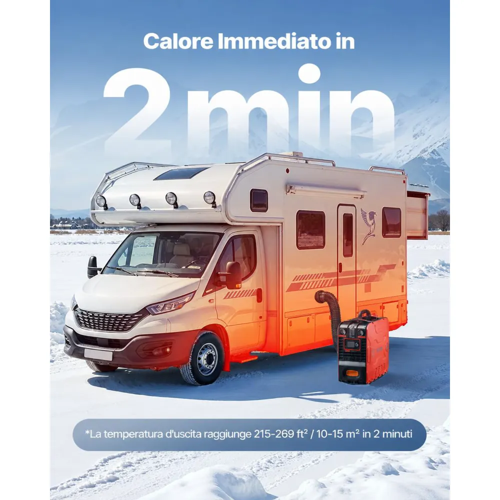 VEVOR Riscaldatore Diesel, Riscaldatore d'Aria Diesel Portatile All-in-One da 5-8KW DC 12 V con Controllo Tramite App Bluetooth, Telecomando e Schermo LCD, Serbatoio del Carburante da 4,5 L