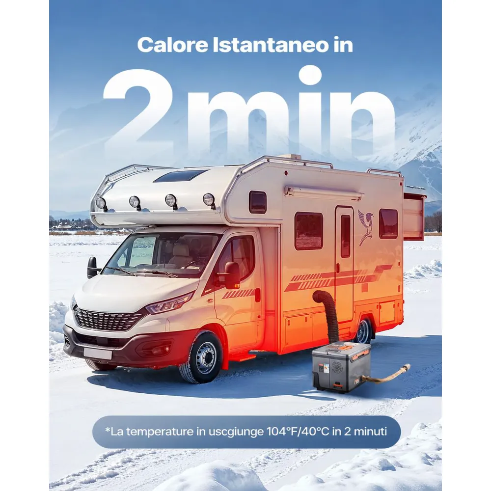 VEVOR Riscaldatore Diesel 8 kW DC 12 V/24 V, Riscaldatore di Parcheggio ad Aria Diesel per Auto, Portatile, Controllo Tramite APP Bluetooth, Telecomando Display LCD, Serbatoio da 5L