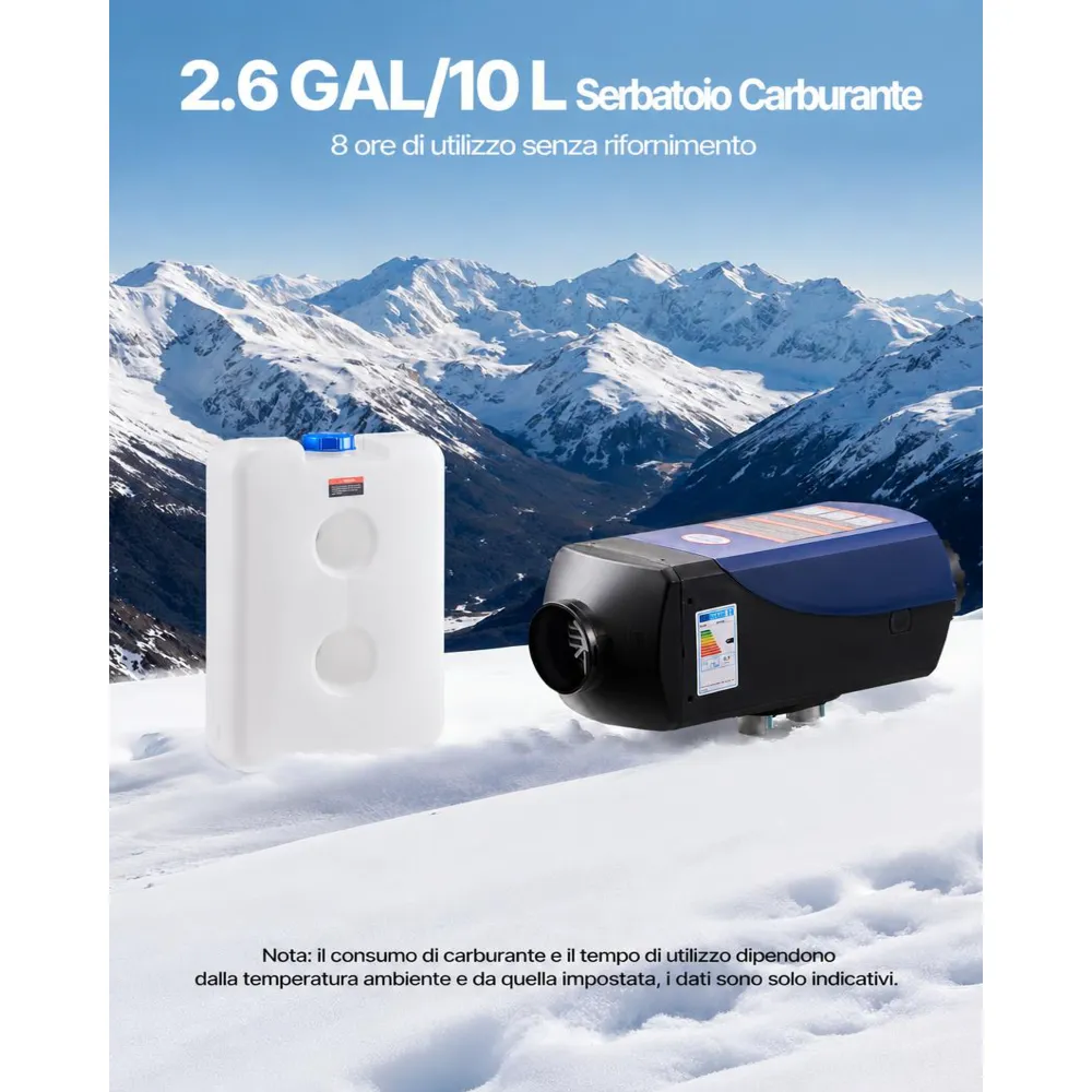 VEVOR Riscaldatore Diesel, 12-24V 5-8KW Riscaldatore d'Aria Diesel Portatile con Telecomando e Schermo LCD, Riscaldamento Rapido e Silenzioso, Serbatoio Carburante Grande da 10 L