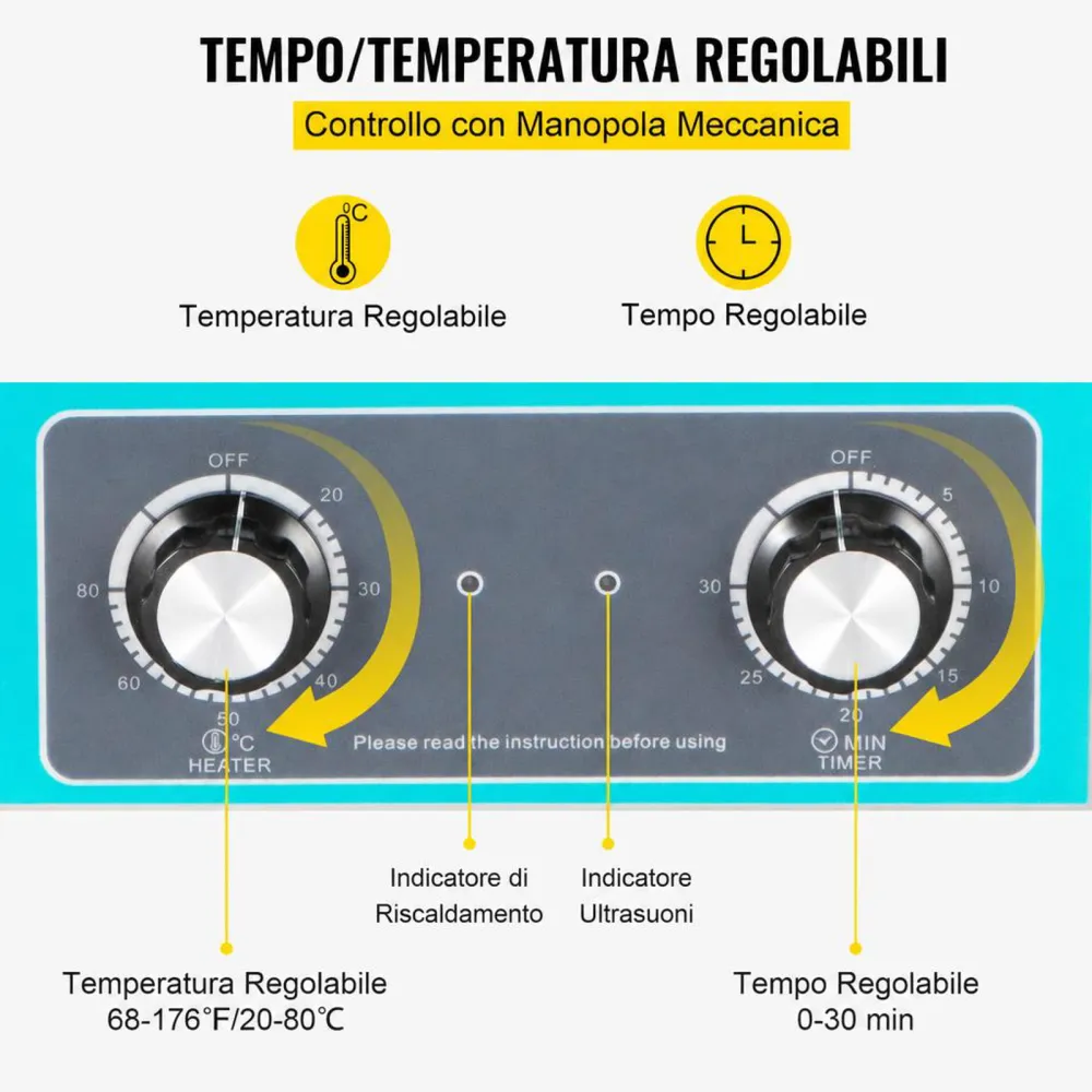 VEVOR 10L Macchina di Pulizia Ultrasonico Cleaner Professionale Digital Ultrasonic Cleaner Macchina Sanitizer per Carburatore Parti in Ottone Gioielli Dentali Monete Metalliche