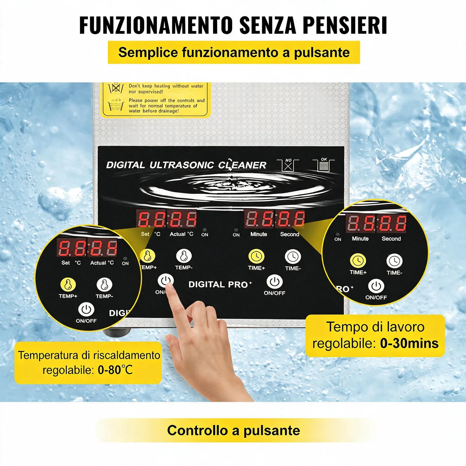 VEVOR Pulitore a Ultrasuoni Aggiornato 2 L (Riscaldatore da 100 W a Ultrasuoni da 60 W) Pulitore per Parti a Ultrasuoni da Laboratorio Digitale con Temporizzatore per Pulizia di Parti di Gioielli
