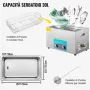 VEVOR 30L Pulitore Ultrasuoni in Acciaio Inox 304 Pulitori ad Ultrasuoni Digitale con Riscaldatore Timer Macchina per la Pulizia di Disinfettanti per Carburatori Parti in Ottone Gioielli Dentali