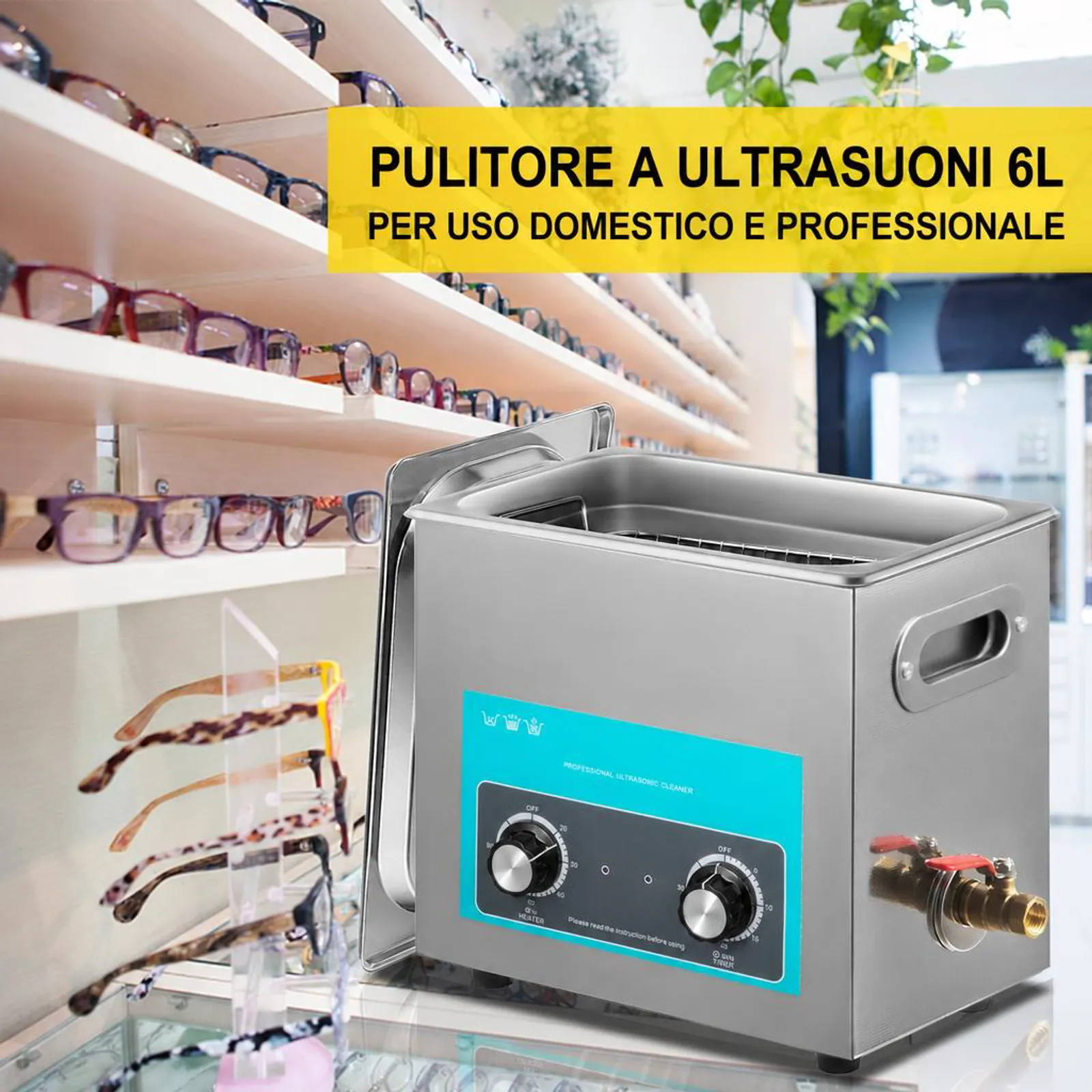 VEVOR 6.5L Pulitore Ultrasuoni Digitale Ultrasuoni Dispositivo in Acciaio Inox 304 con Riscaldatore Timer Macchina di Pulizia Uso Commerciale Domestico Personale