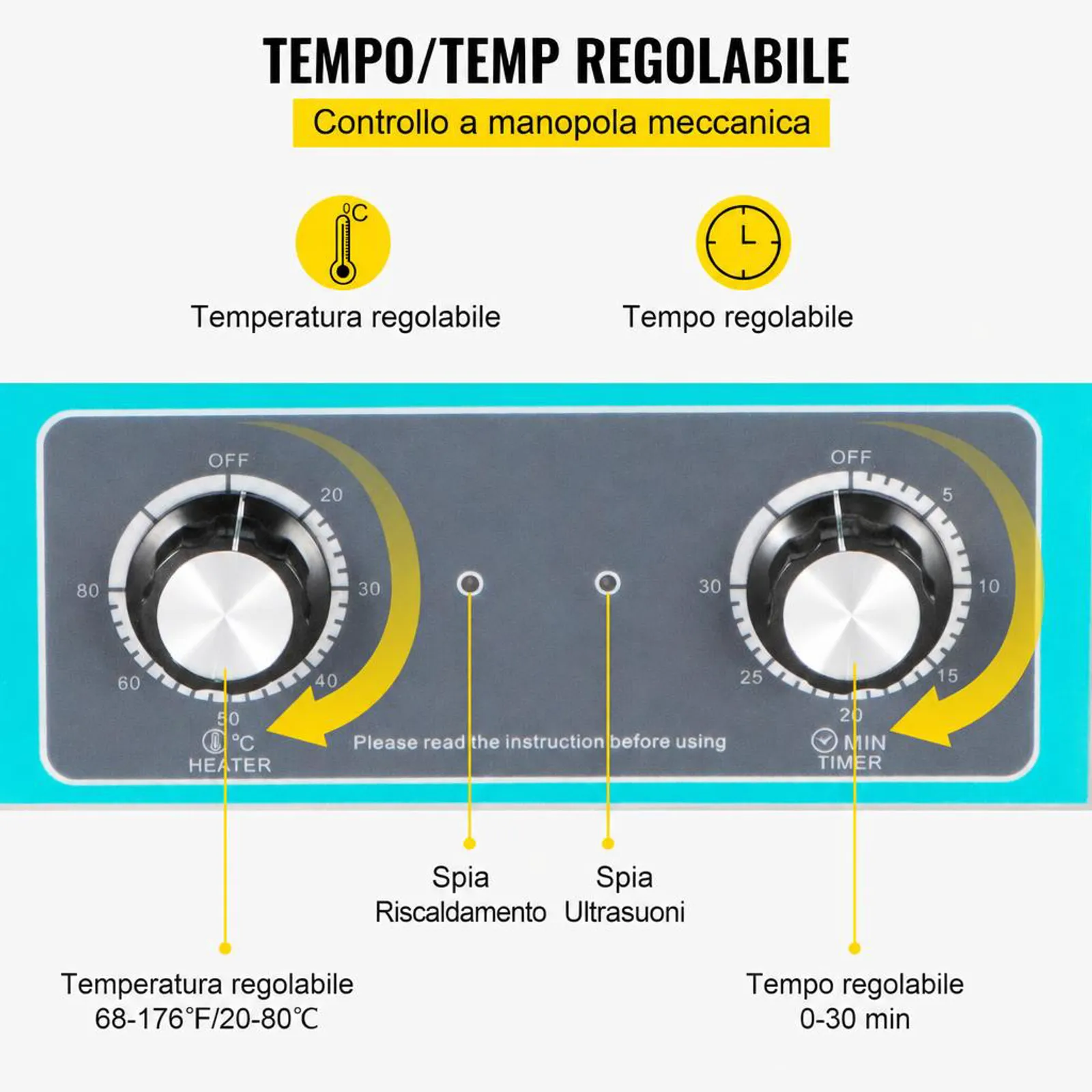 VEVOR 6.5L Pulitore Ultrasuoni Digitale Ultrasuoni Dispositivo in Acciaio Inox 304 con Riscaldatore Timer Macchina di Pulizia Uso Commerciale Domestico Personale