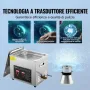 VEVOR Pulitore a Ultrasuoni Display Digitale in Acciaio Inox Capienza 10 Litri con Riscaldamento Tempo Temperatura Regolabile, Macchina Pulitrice a Ultrasuoni per Gioielli Occhiali Orologi Laboratorio