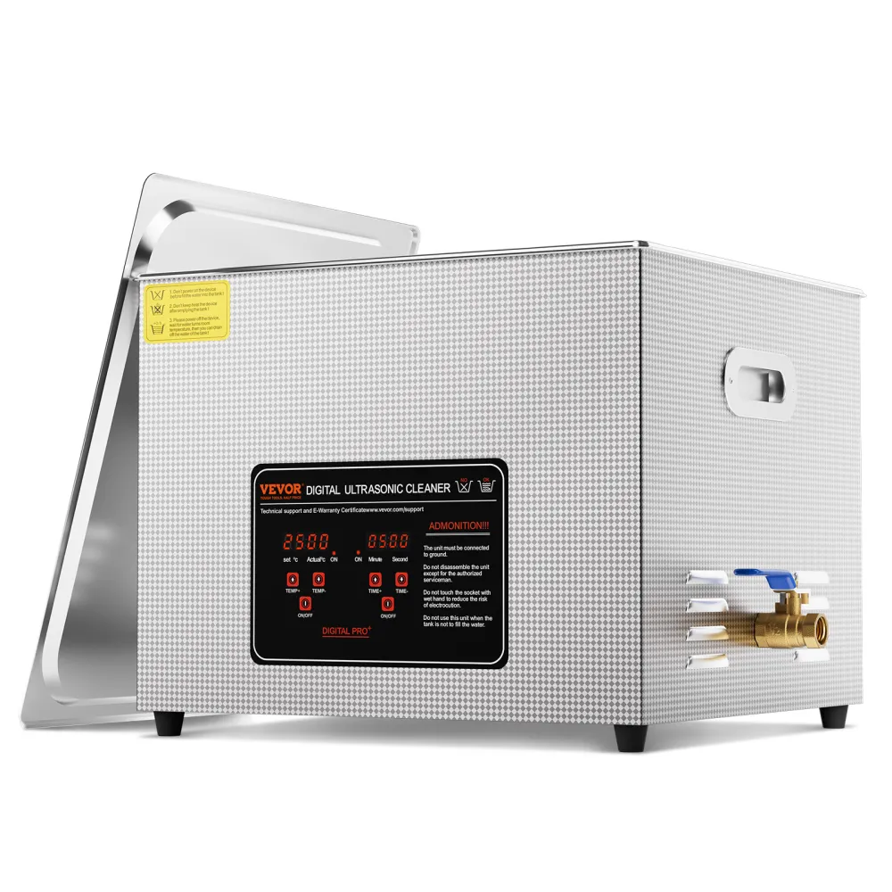 VEVOR Pulitore ad Ultrasuoni 15L Dispositivo per Pulizia Ultrasuoni Macchina per Pulizia ad Ultrasuoni da 360W con Timer Riscaldatore, Pulitore Digitale da 40 kHz con Cestello per Parti Gioielli