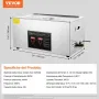 VEVOR Pulitore a Ultrasuoni Display Digitale in Acciaio Inox Capienza 22 Litri con Riscaldamento Tempo Temperatura Regolabile, Macchina Pulitrice a Ultrasuoni per Gioielli Occhiali Orologi Laboratorio
