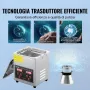 VEVOR Pulitore a Ultrasuoni Vassoio Display Digitale in Acciaio Inox Capienza 2 Litri con Riscaldamento Tempo Temperatura Regolabile, Macchina Pulitrice a Ultrasuoni per Gioielli Occhiali Laboratorio