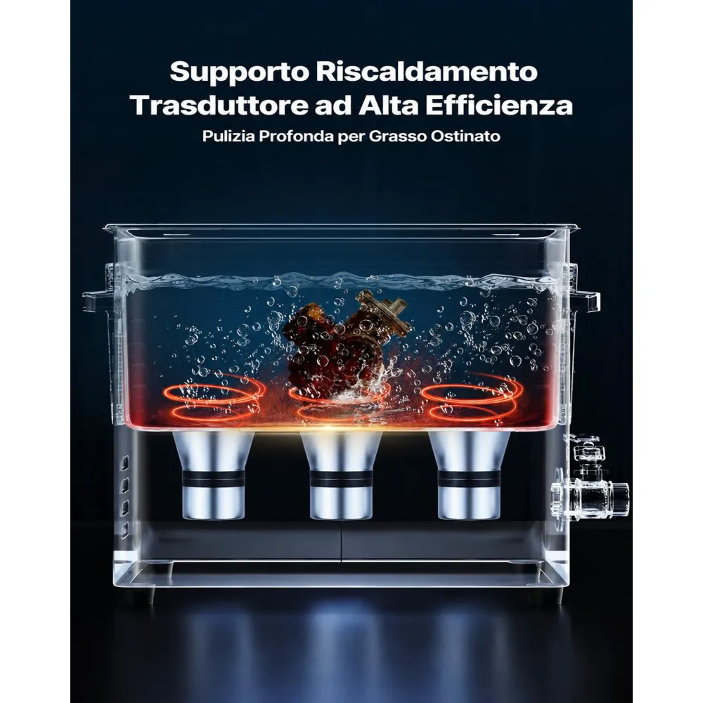 VEVOR Pulitore a Ultrasuoni da 10 L, Macchina Professionale per la Pulizia a Ultrasuoni, con Cestello di Pulizia e Schermo Digitale, in Acciaio Inox da 180 W e 40 kHz per Orologi, Rasoi, Gioielli