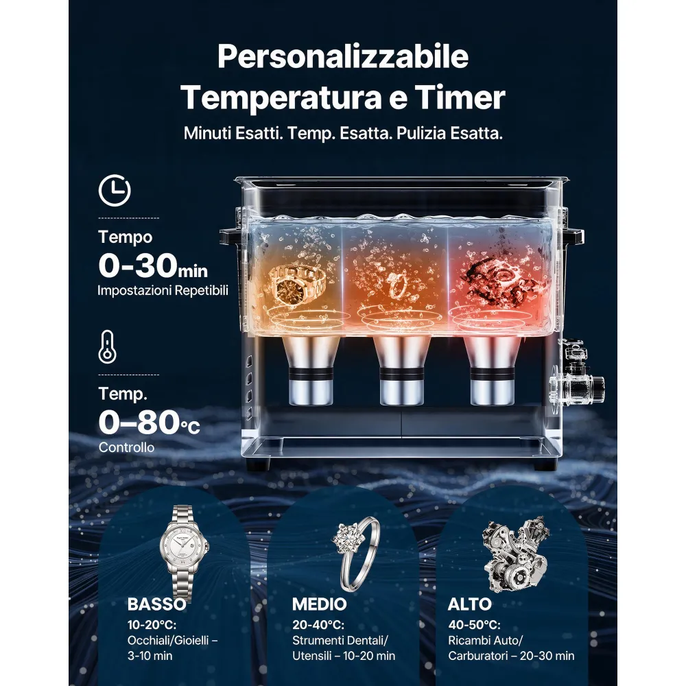 VEVOR Pulitore a Ultrasuoni da 10 L, Macchina Professionale per la Pulizia a Ultrasuoni, con Cestello di Pulizia e Schermo Digitale, in Acciaio Inox da 180 W e 40 kHz per Orologi, Rasoi, Gioielli