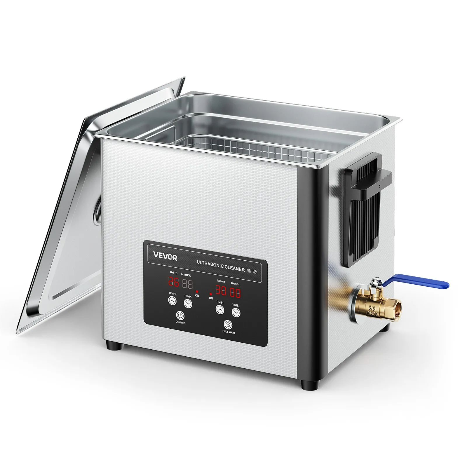 VEVOR Pulitore a Ultrasuoni da 10 L, Macchina Professionale per la Pulizia a Ultrasuoni, con Cestello di Pulizia e Schermo Digitale, in Acciaio Inox da 180 W e 40 kHz per Orologi, Rasoi, Gioielli