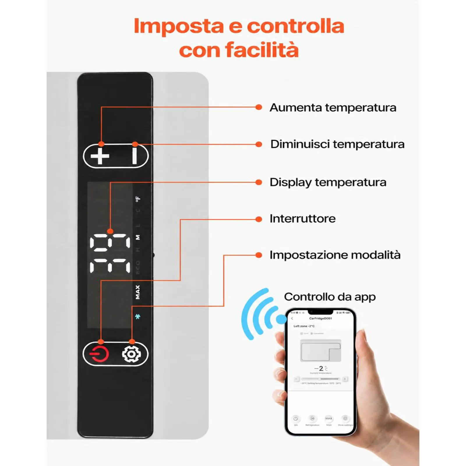 VEVOR Frigorifero per Auto Portatile da 12V, Frigo Auto Portatile Capienza 25 L Temperatura Regolabile da -20 a 20 °C, Potenza 60 W Rumore meno di 45 dB 572 x 358 x 381 mm, Campeggio Picnic Viaggio