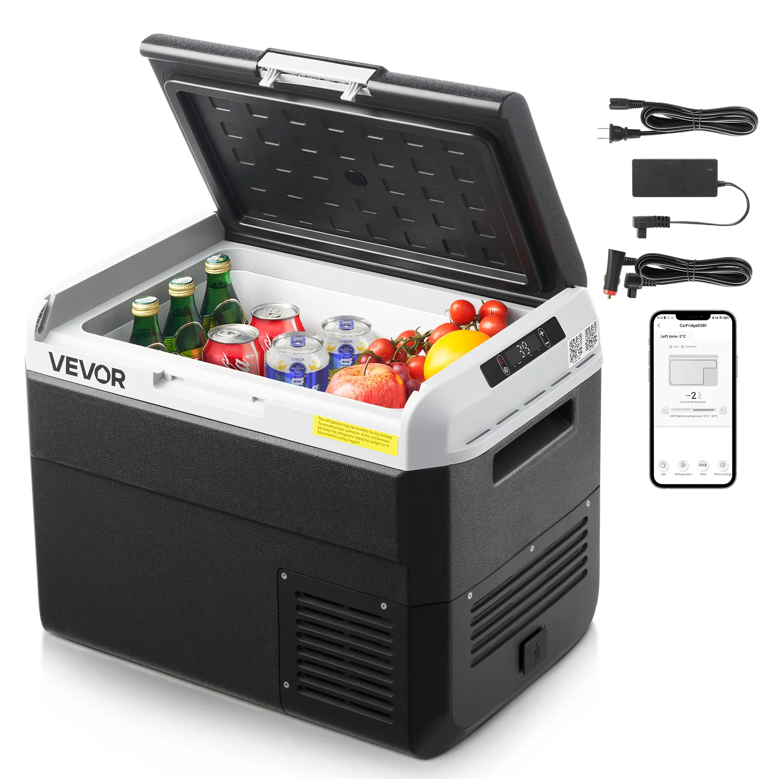 VEVOR Frigorifero da Auto Portatile 60W, Frigo Portatile Compressore Capienza 30 Litri Zona Singola Temperatura Regolabile da -20℃ a 20℃, Frigorifero da Esterno Campeggio Picnic CC 12/24V CA 100-240V