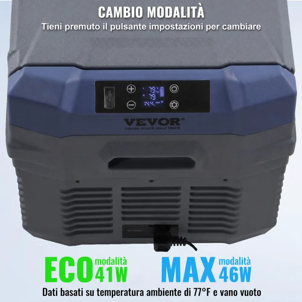 VEVOR Frigorifero per Auto, Congelatore Portatile Doppia Zona 25 L, 12 Volt, Gamma Regolabile da -20 ~ 20 ℃, Dispositivo di Raffreddamento a Compressore 12/24 V CC e 100-240 V CA per Campeggio Camper