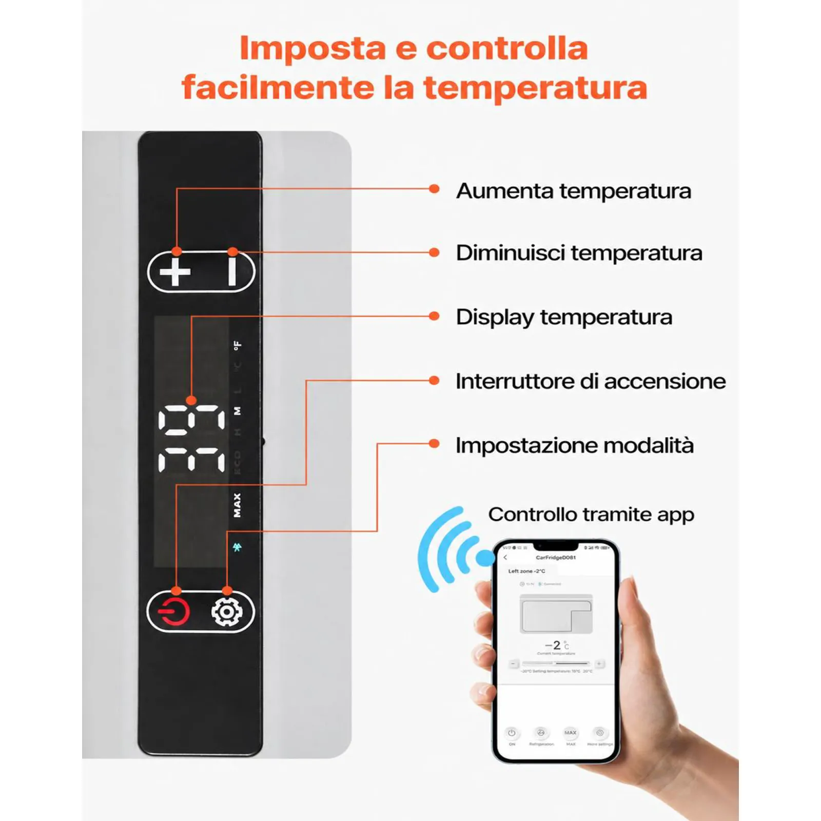 VEVOR Frigorifero da Auto da 12V, Frigo Portatile 40 Litri Portatile per Campeggio Temperatura Regolabile da -20℃ a 20℃ 12/24V CC 100-240V CA, Frigorifero a Compressore da Esterno, Picnic, Camper