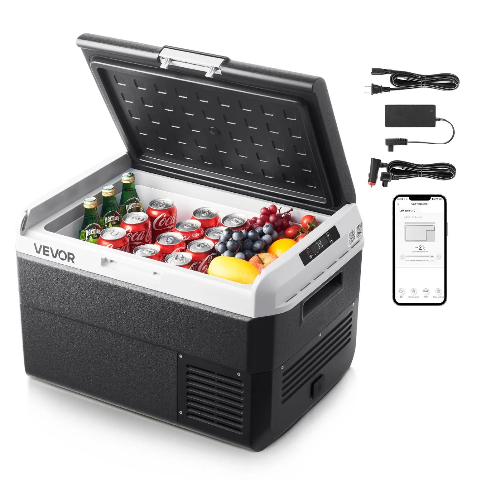 VEVOR Frigorifero da Auto da 12V, Frigo Portatile 40 Litri Portatile per Campeggio Temperatura Regolabile da -20℃ a 20℃ 12/24V CC 100-240V CA, Frigorifero a Compressore da Esterno, Picnic, Camper