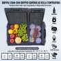 VEVOR Frigorifero per Auto, Congelatore Portatile Doppia Zona 40 L, 12 Volt, Gamma Regolabile da -20 ~ 20 ℃, Dispositivo di Raffreddamento a Compressore 12/24 V CC e 100-240 V CA per Campeggio Camper