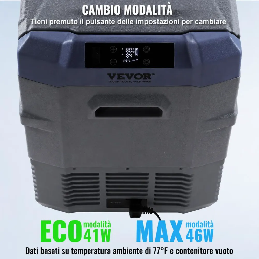 VEVOR Frigorifero per Auto, Congelatore Portatile Doppia Zona 40 L, 12 Volt, Gamma Regolabile da -20 ~ 20 ℃, Dispositivo di Raffreddamento a Compressore 12/24 V CC e 100-240 V CA per Campeggio Camper