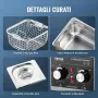 VEVOR Pulitore ad Ultrasuoni 2L con Timer Riscaldante Cestello, Macchina Digitale a Cavitazione Sonica, Pulitrice Ultrasuoni 60 W per Strumenti di Orologi, Occhiali, Monete, Utensili Metallici